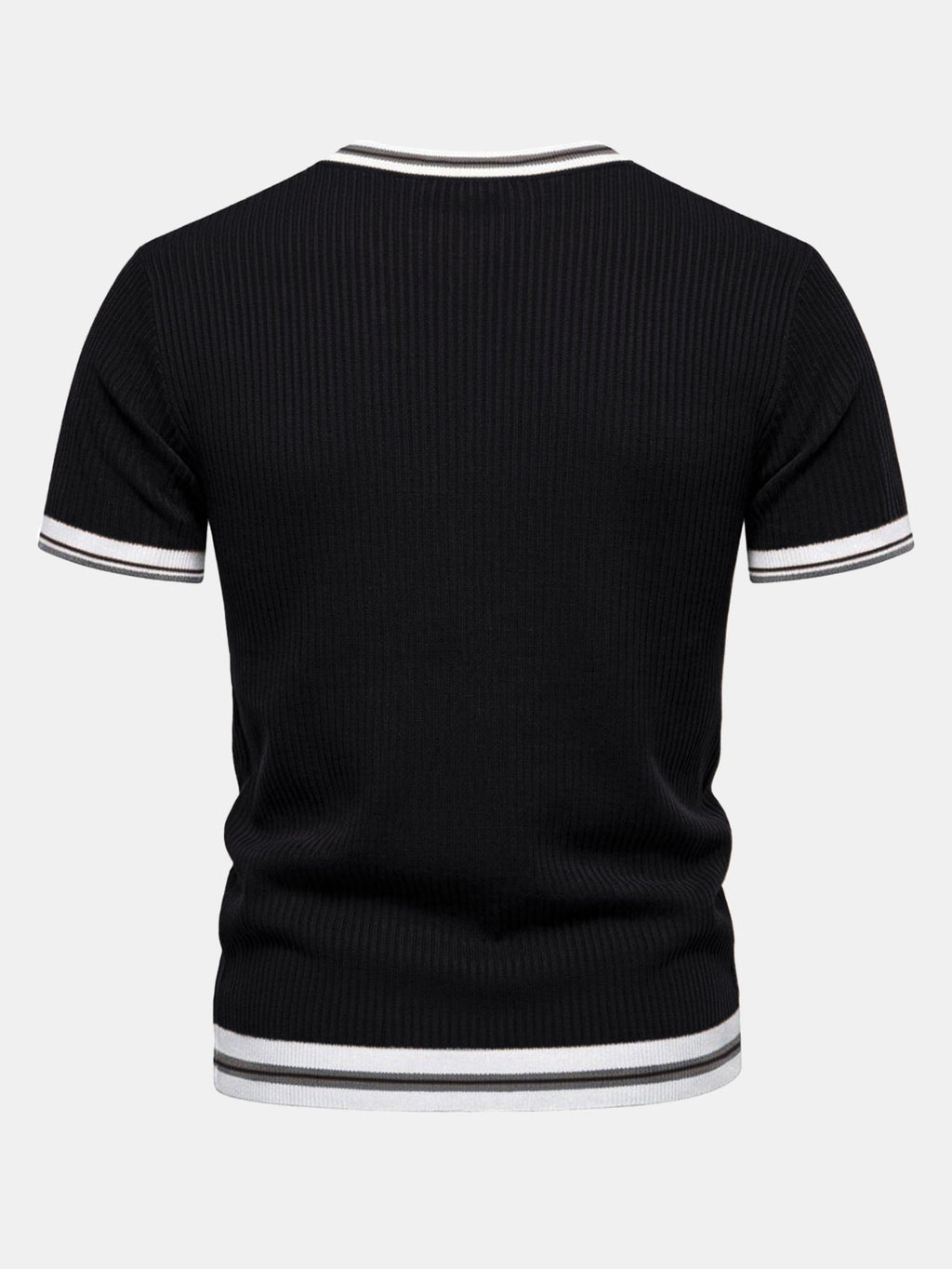 Textured Contrast Crew Neck Knit T-Shirt & Slim Fit Tapered Trousers