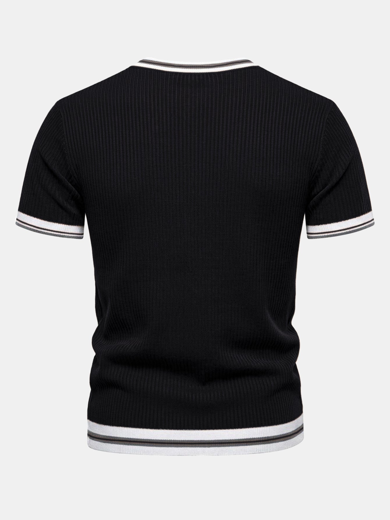 Textured Contrast Crew Neck Knit T-Shirt & Slim Fit Tapered Trousers