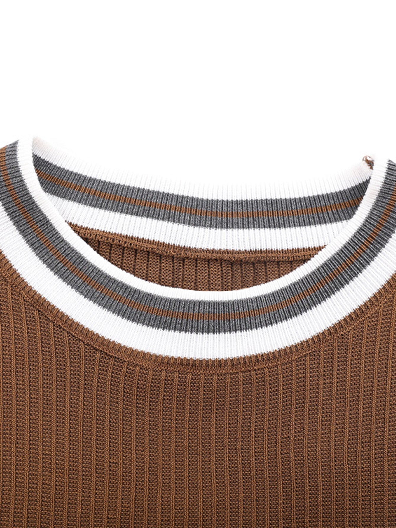 Textured Contrast Crew Neck Knit T-Shirt & Slim Fit Tapered Trousers