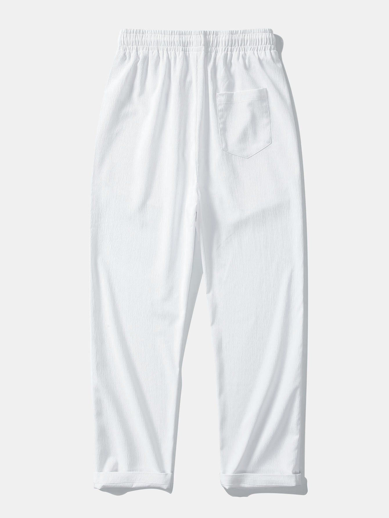 Crochet  V Neck Polo Shirt & Crinkle Textured Straight Leg Pants