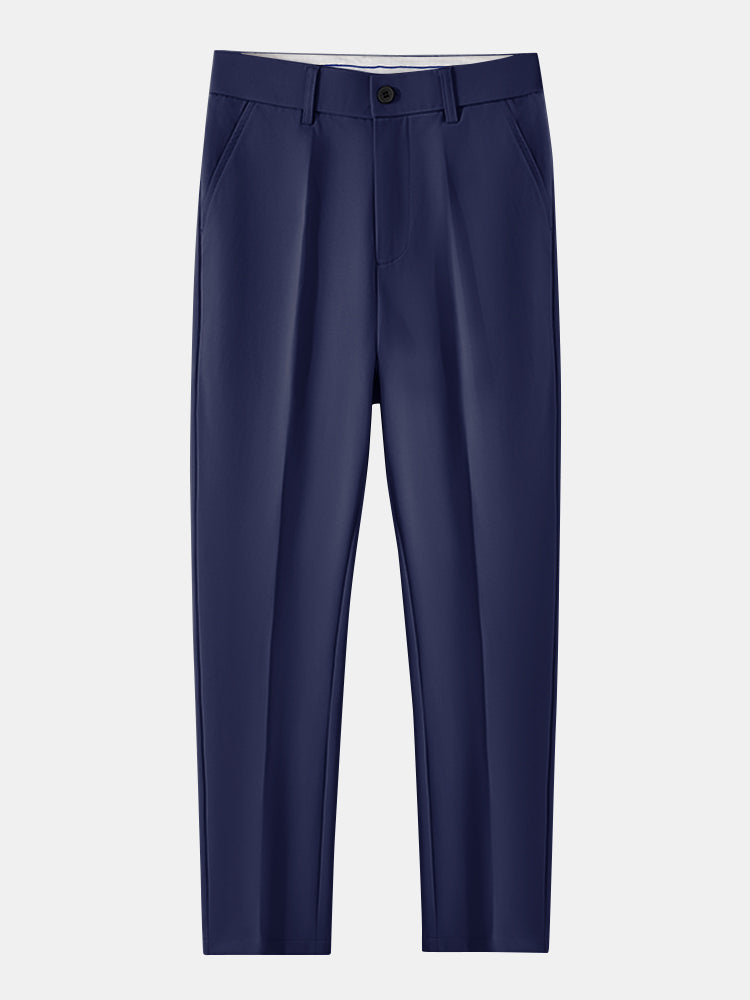 Contrast Trim Zipper Knit Polo & Slim Fit Tapered Trousers