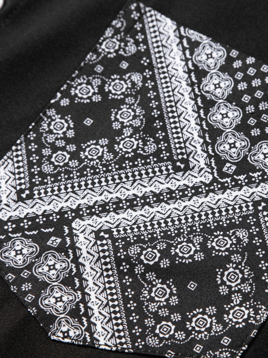 Paisley Print Patchwork Button Up Shirt & Swim Shorts