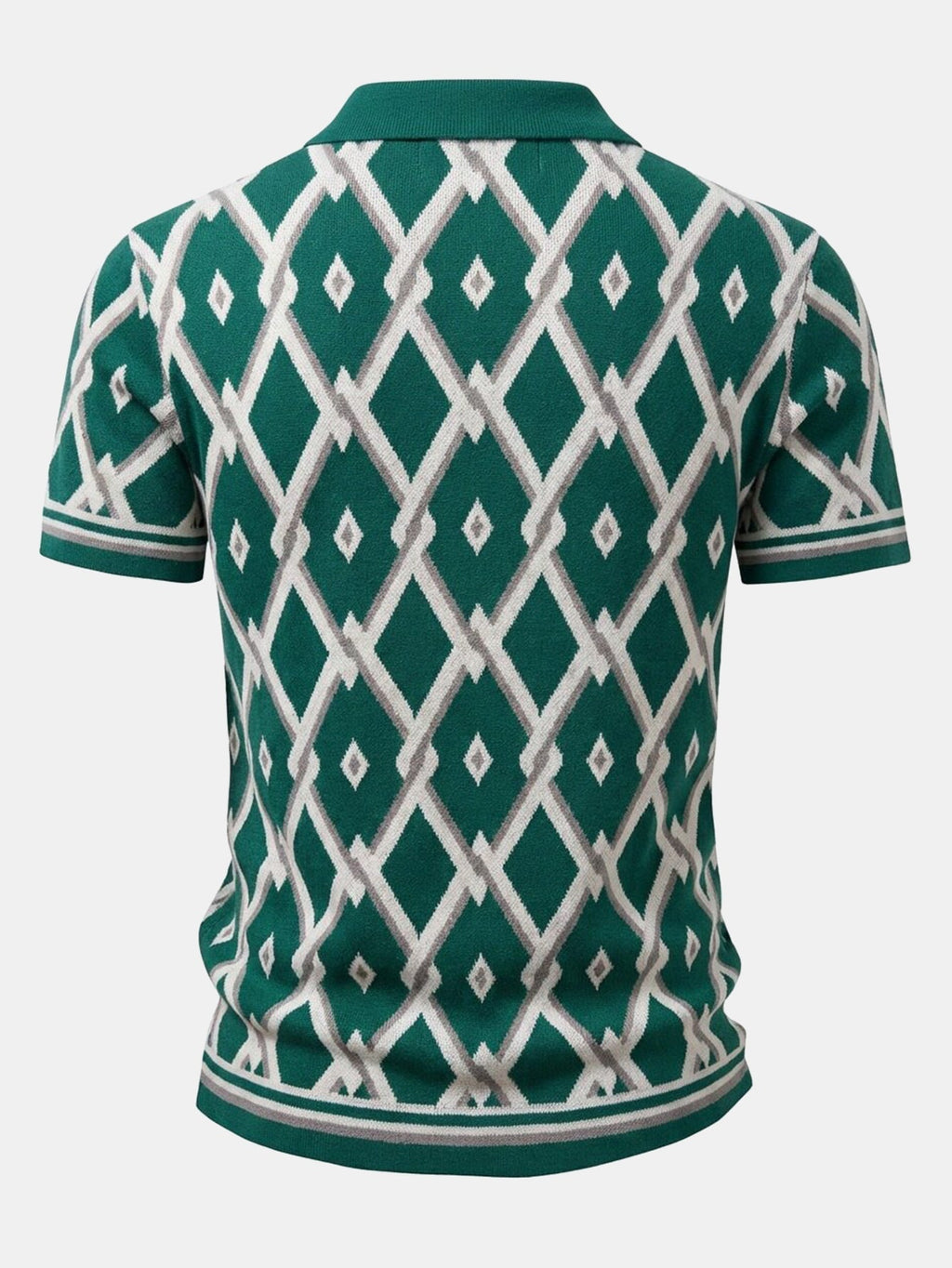 Retro Rhombus Geometric Knit Shirt & Slim Fit Tapered Trousers