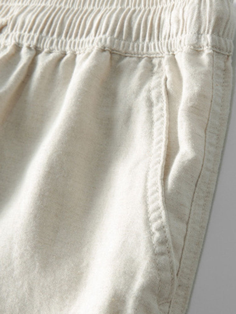 Plaid Jacquard Button Up Shirt & Straight Leg Linen Pants