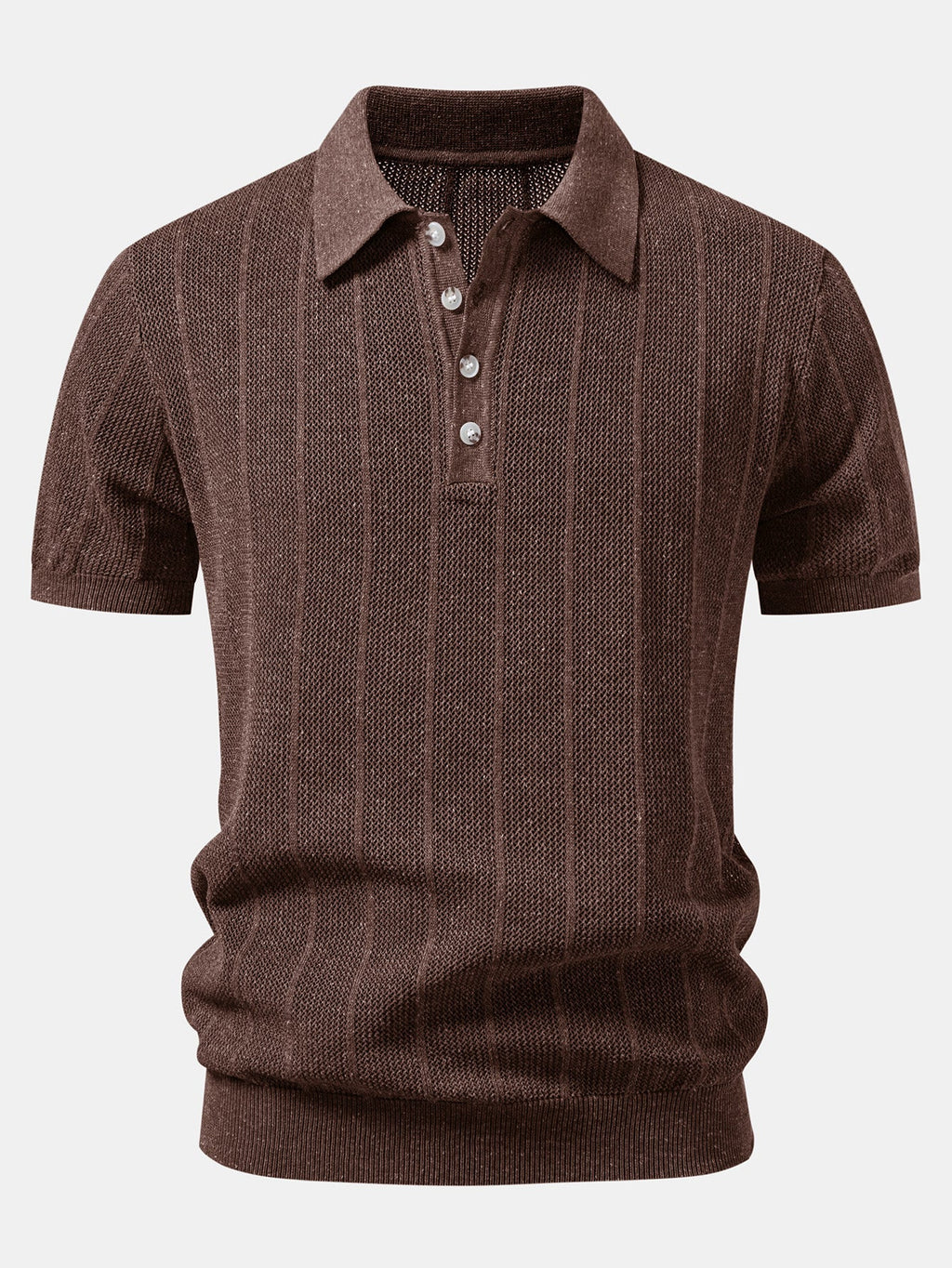 Linen Stripe Open Knit Polo & Straight Leg Linen Pants