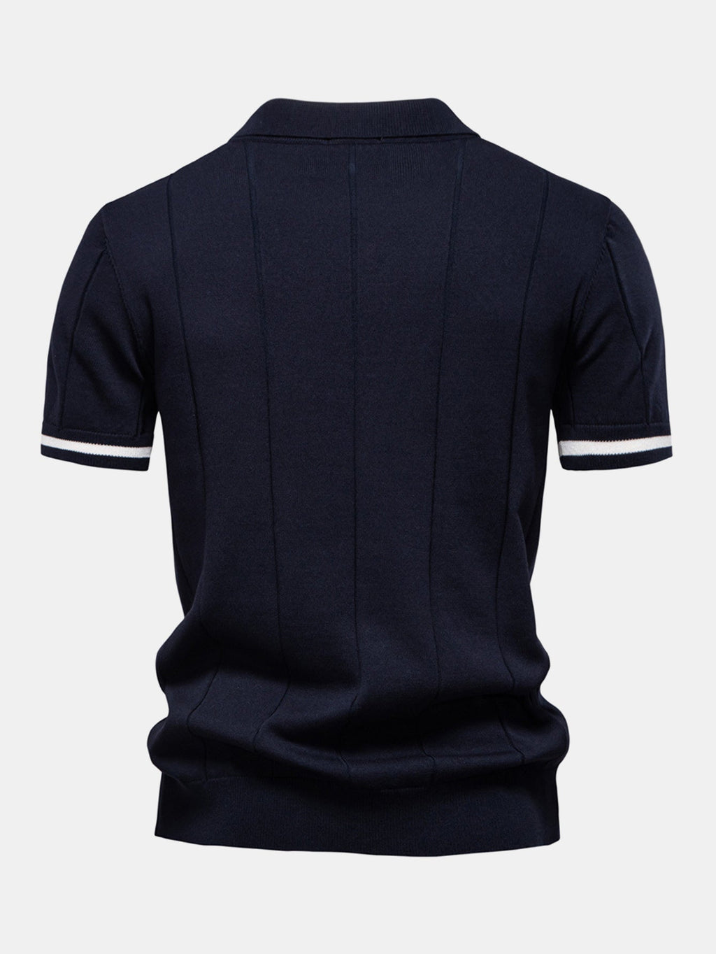 Contrast Trim Zipper Knit Polo Shirt & Elastic Waist Chino Shorts