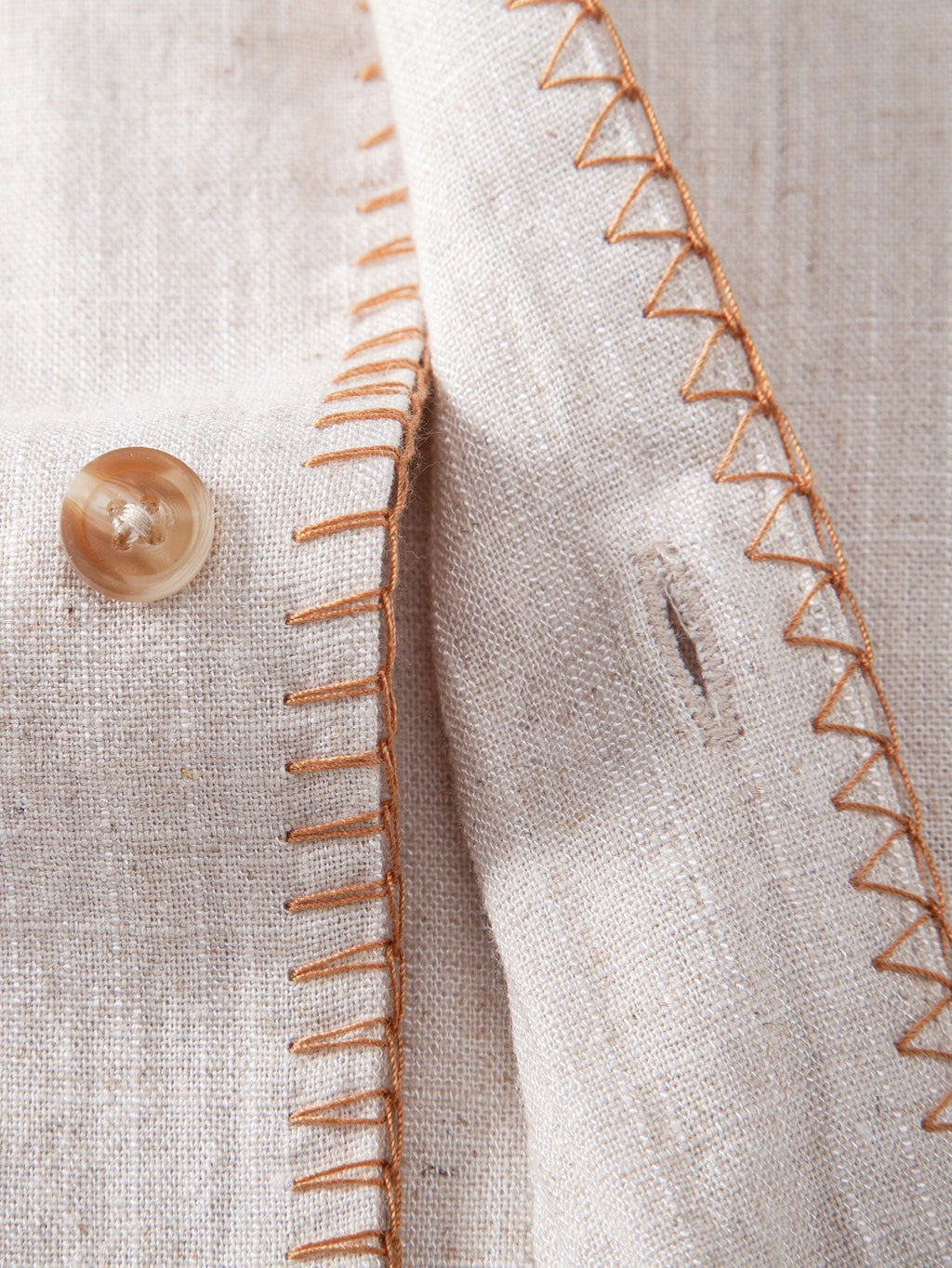 Contrast Stitching Linen Rayon Blend Cuban Shirt & Crinkle Textured Straight Leg Pants