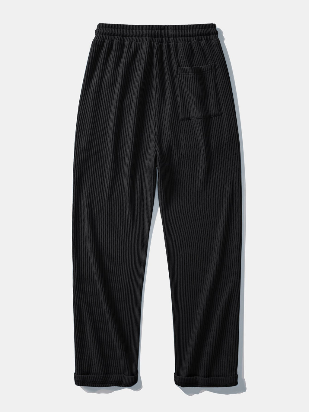 Waffle Ribbed Hem T-Shirt & Drawstring Knitted Waffle Pants