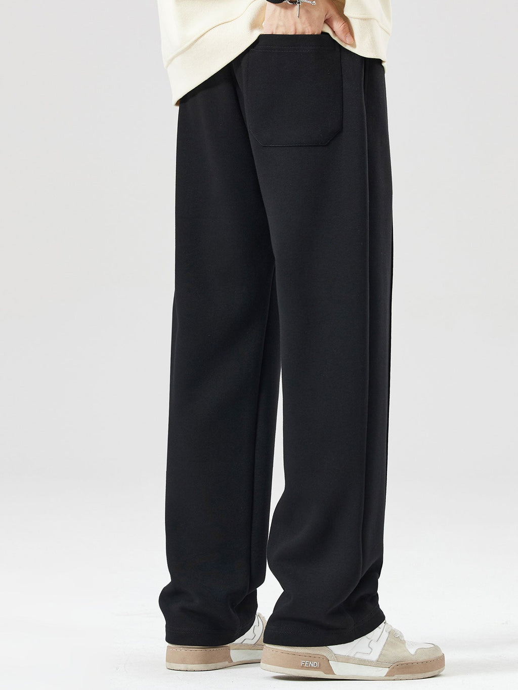 Relax Fit Line Dachshund Print Contrast Polo Sweatshirt & Straight Leg Pleated Pintuck Sweatpants