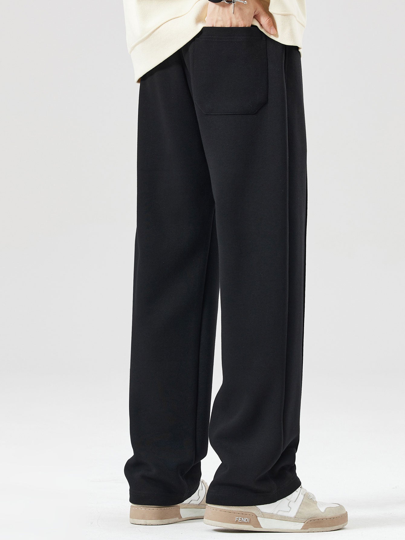 Relax Fit Color Block Polo Collar Sweatshirt & Straight Leg Pleated Pintuck Sweatpants