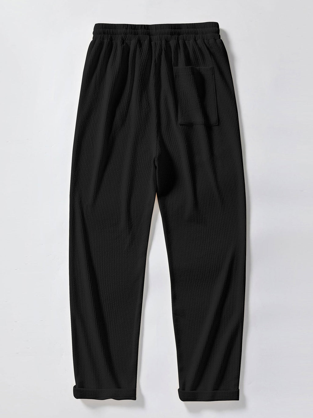Contrast Trim Ribbed Johnny Collar Knit Polo & Straight Leg Ribbed Pants
