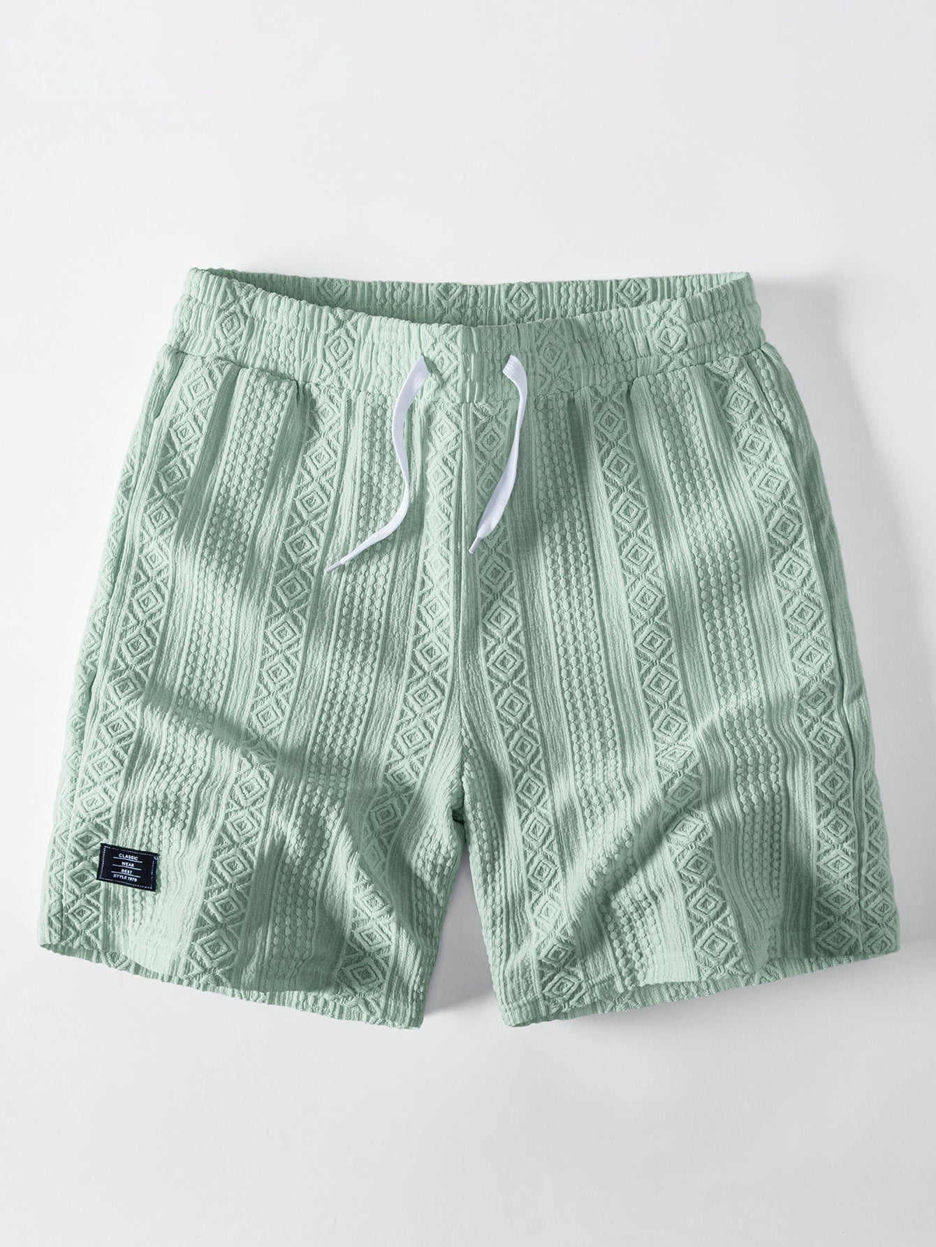 Geometry Jacquard Button Up Shirt & Drawstring 8" Shorts Set