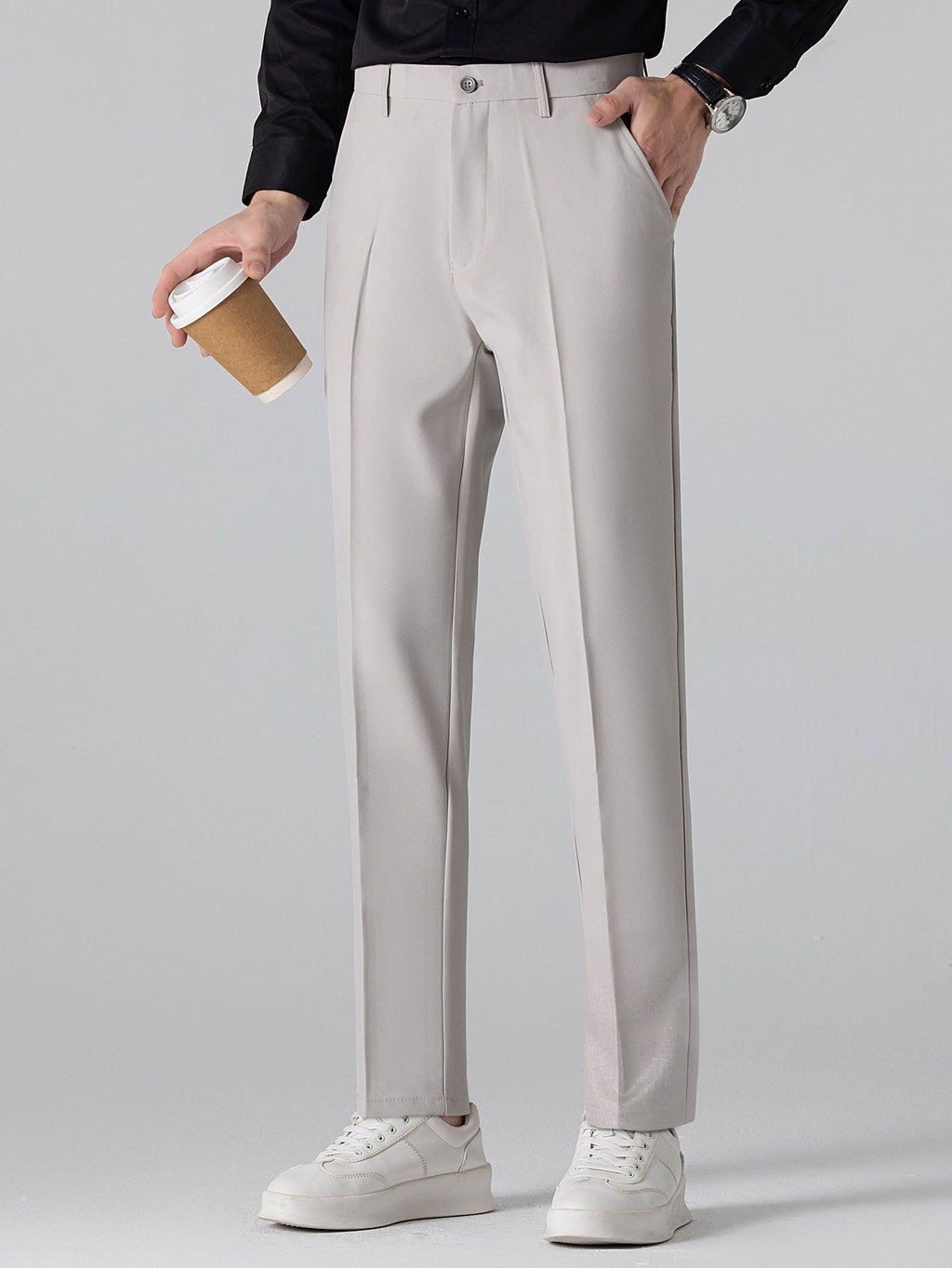 Twist Jacquard V Neck Polo & Slim Fit Tapered Trousers