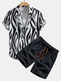 Abstract Print Button Up Shirt & Swim Shorts