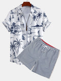 Ilha Sailing Print Button Up Shirt & Vertical Striped String Swims