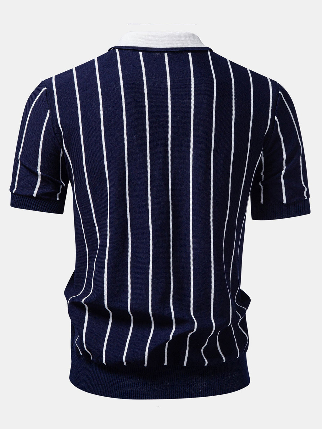 Stripe Button Up Knit Shirt & Straight Leg Ribbed Pants