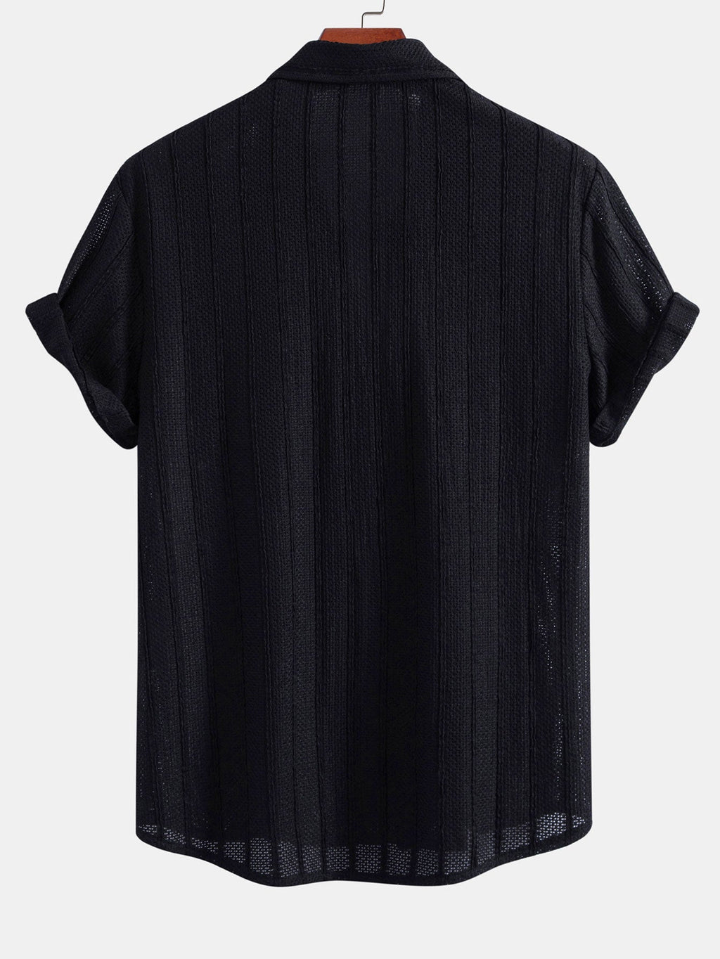 Textured Striped Button Up Shirt & Crinkle Textured Straight Leg Pants