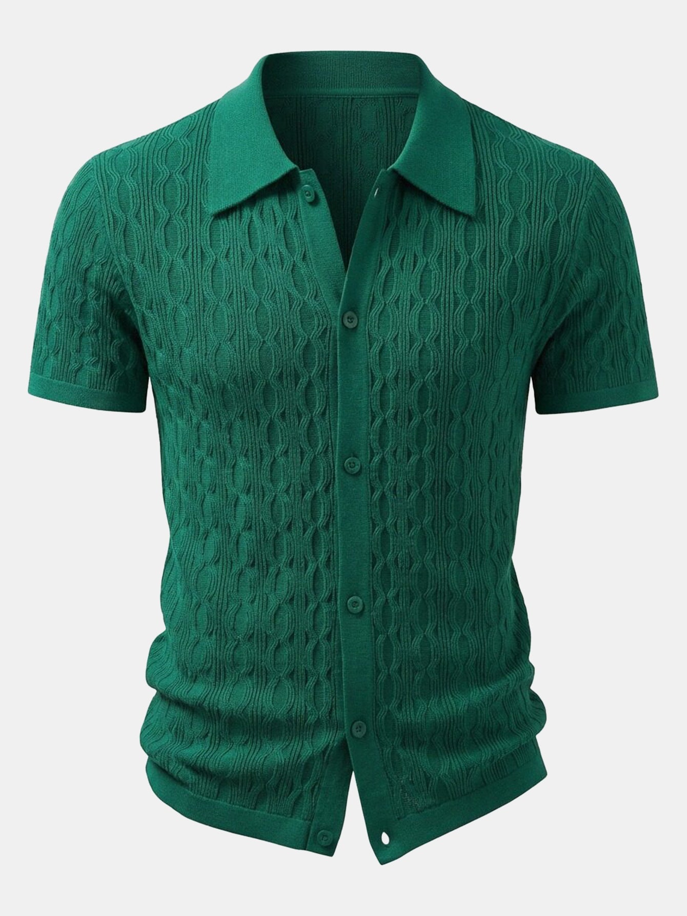 Twisted Jacquard Knit Shirt & Slim Fit Tapered Trousers