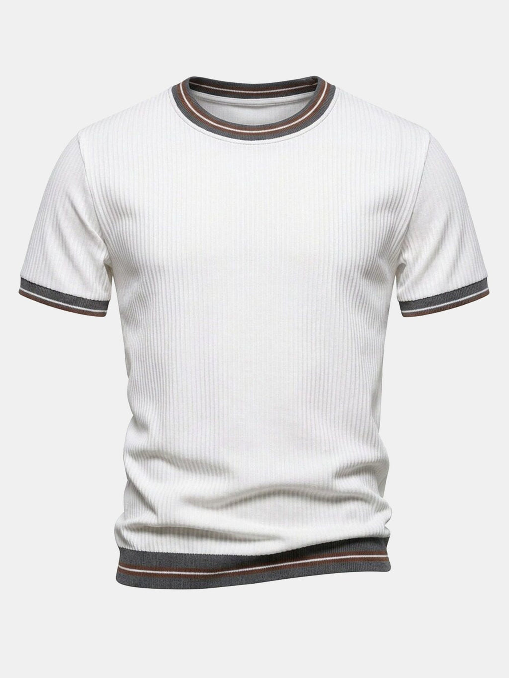 Textured Contrast Crew Neck Knit T-Shirt & Slim Fit Tapered Trousers