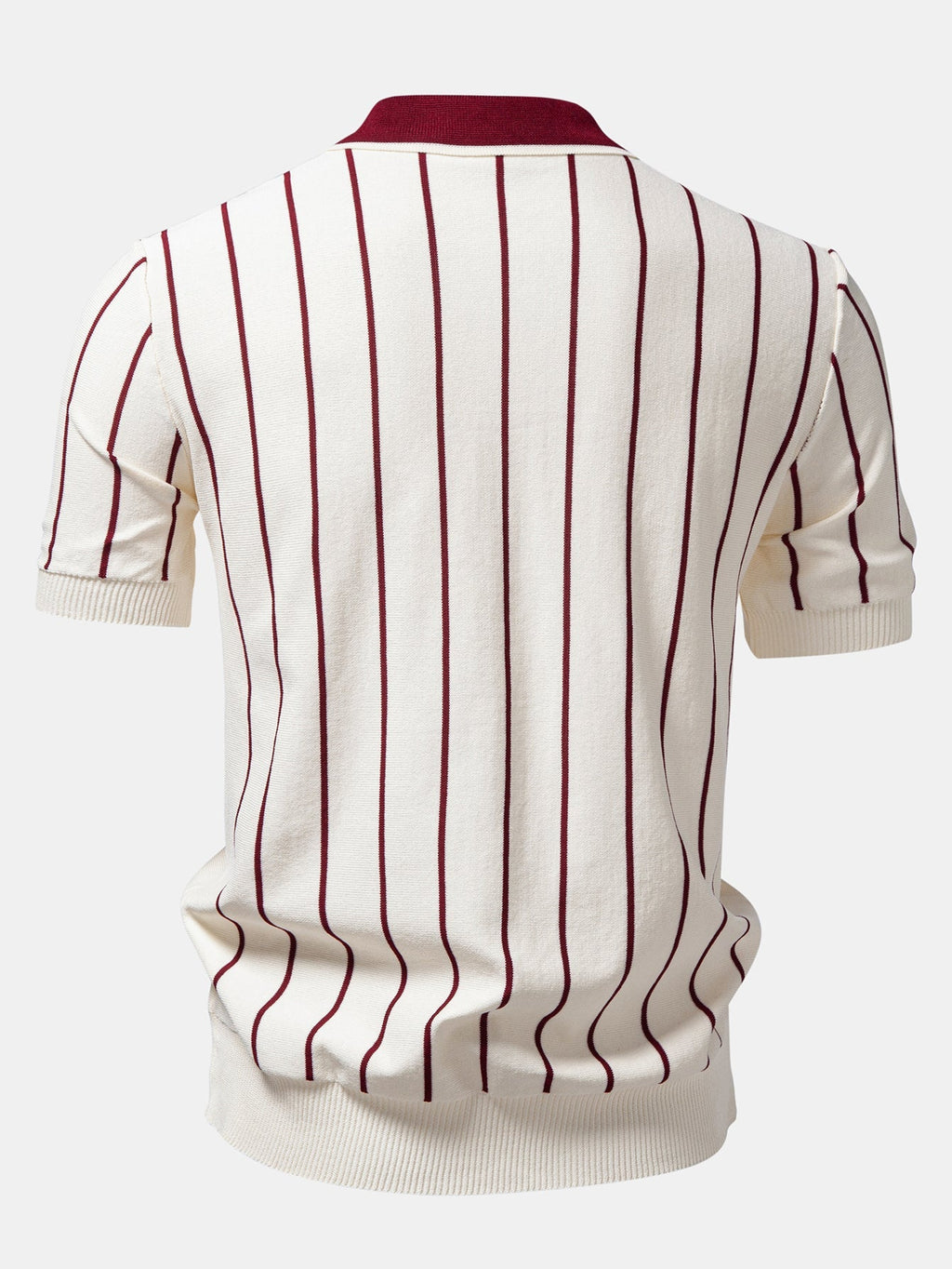 Stripe Button Up Knit Shirt & Elastic Waist Chino Shorts