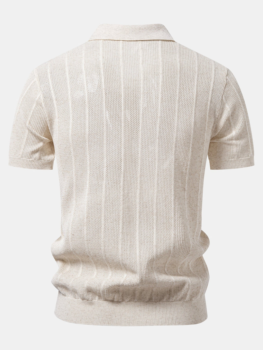 Linen Stripe Open Knit Polo & Straight Leg Linen Pants