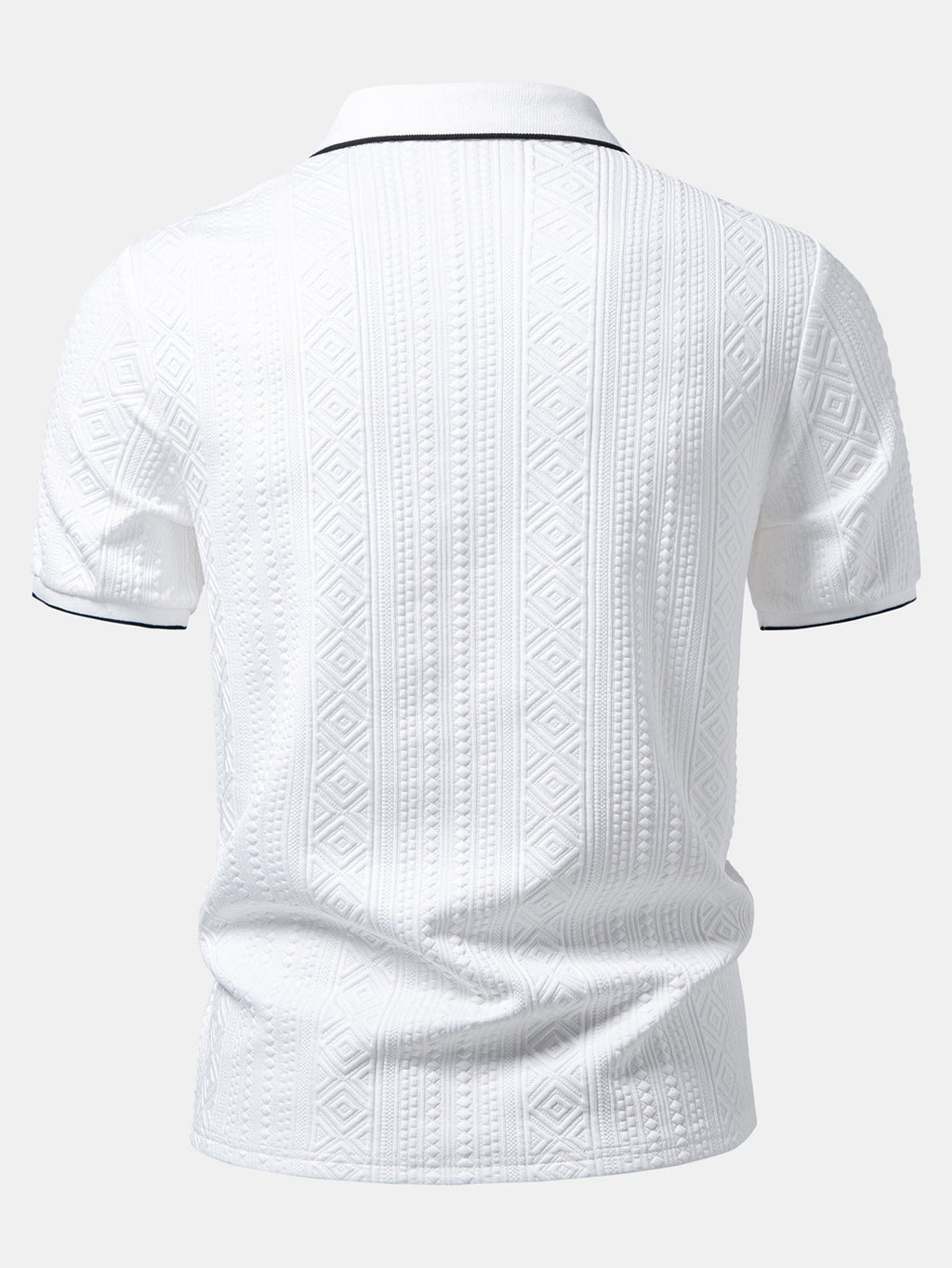Geometric Jacquard V Neck Polo & Slim Fit Tapered Trousers