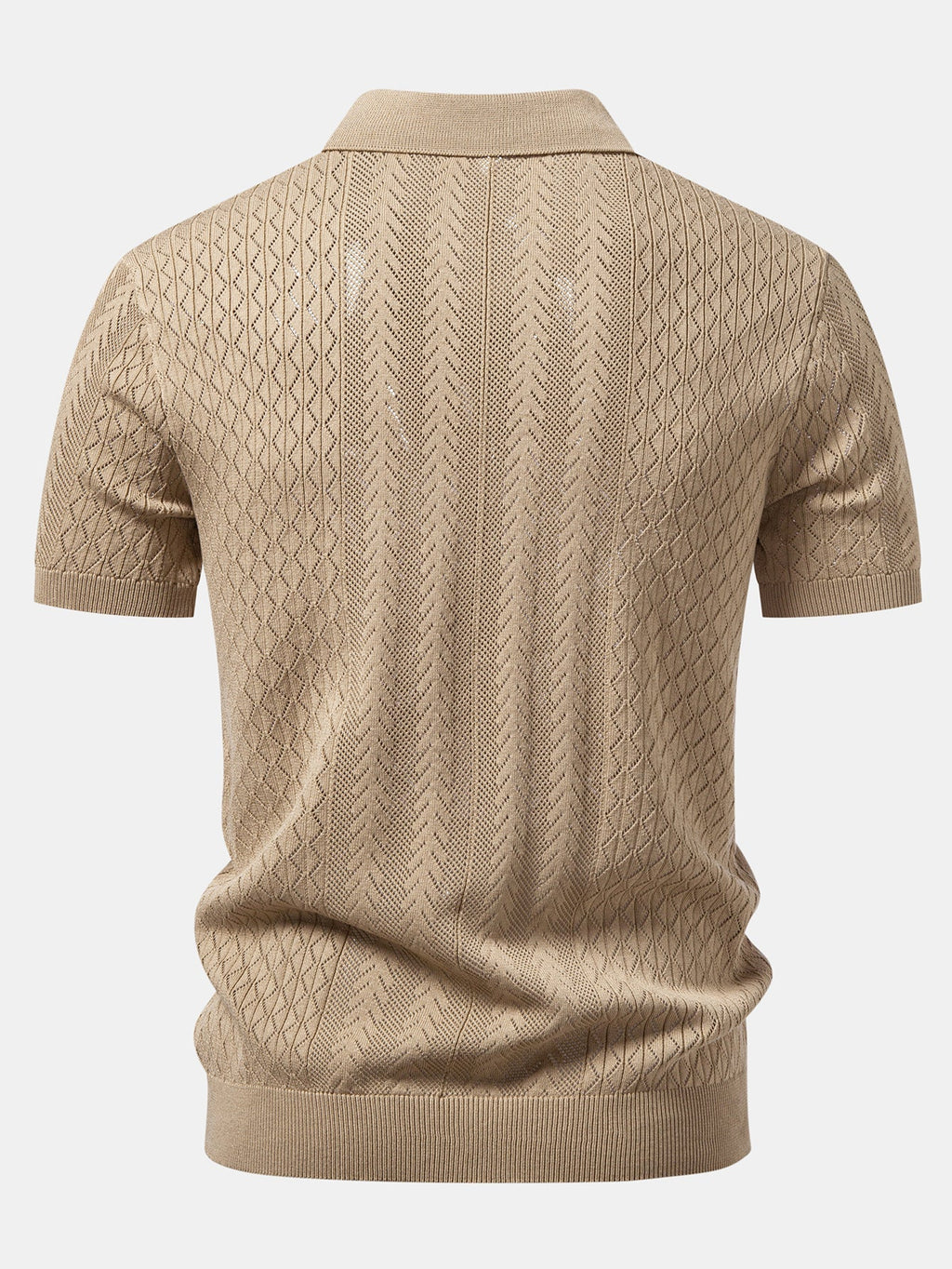 Geometric Jacquard Open Knit Polo & Straight Leg Linen Pants