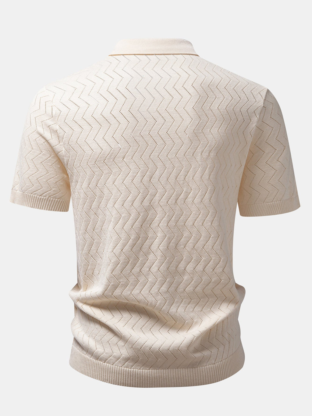Zig Zag Open Knit Shirt & Straight Leg Linen Pants