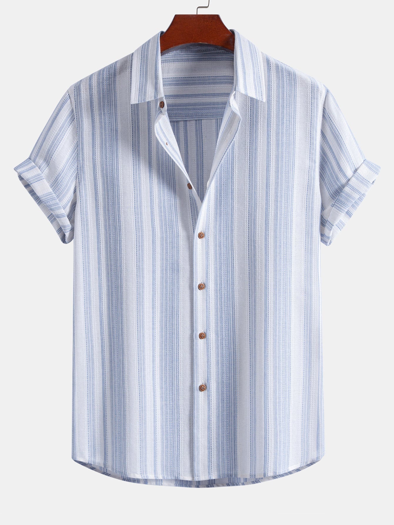 Stripe Linen Look Button Up Shirt & Straight Leg Linen Pants
