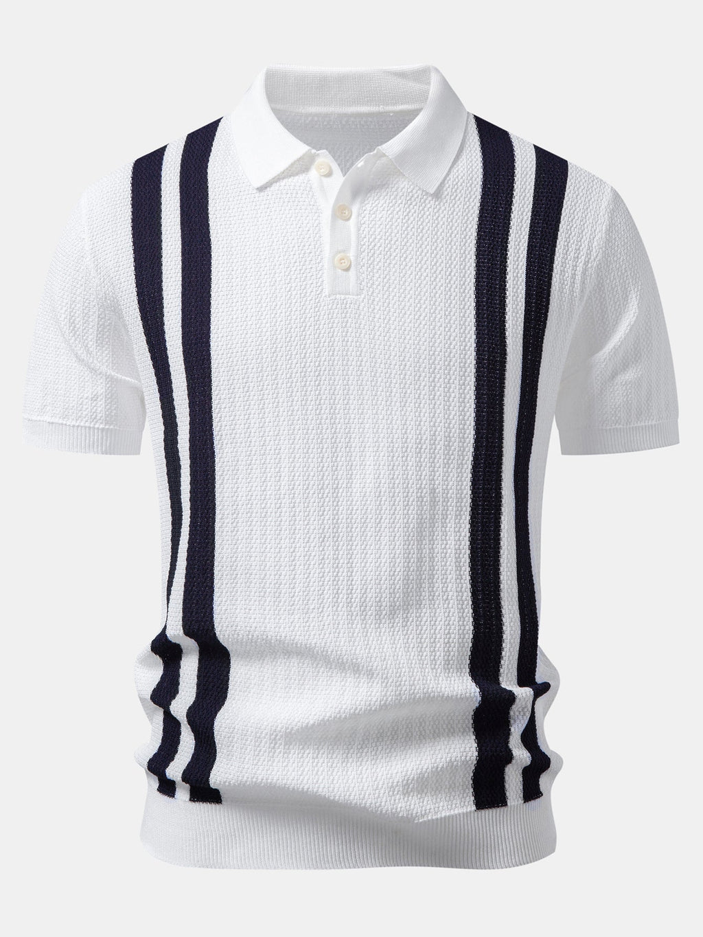 Contrast Textured Knit Polo & Slim Fit Tapered Trousers