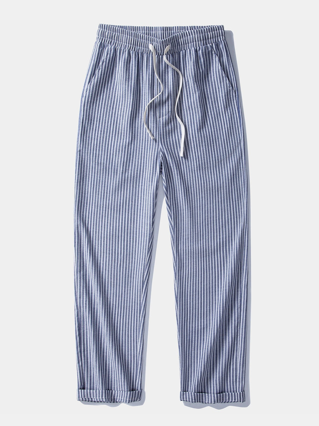 Stripe Linen Look Button Up Shirt & Linen Look Stripe Straight Leg Pants