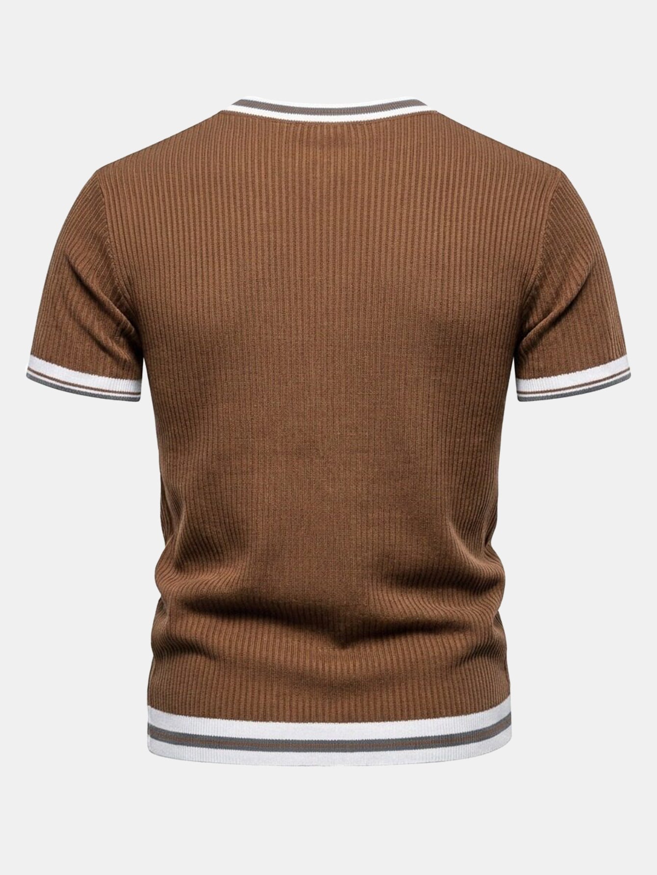 Textured Contrast Crew Neck Knit T-Shirt & Slim Fit Tapered Trousers