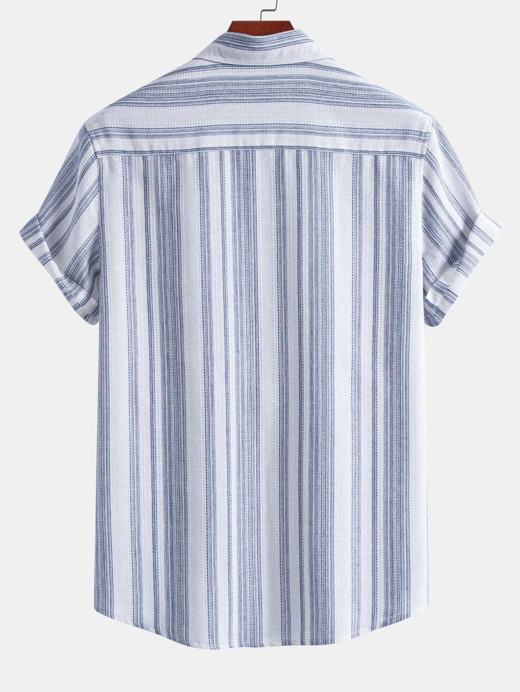 Stripe Linen Look Button Up Shirt & Crinkle Textured Drawstring 5" Shorts