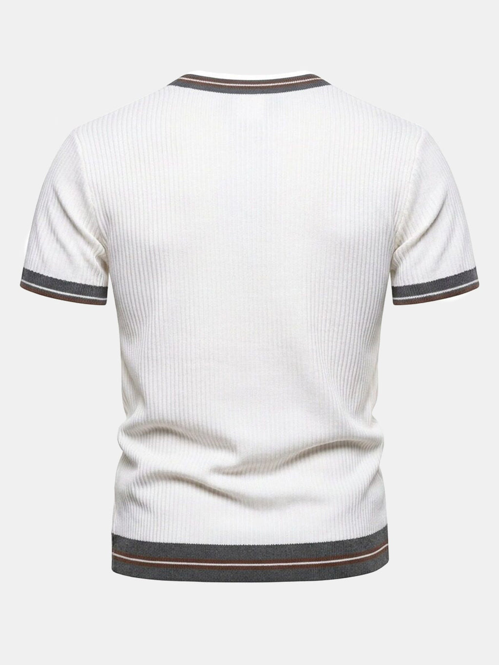 Textured Contrast Crew Neck Knit T-Shirt & Slim Fit Tapered Trousers