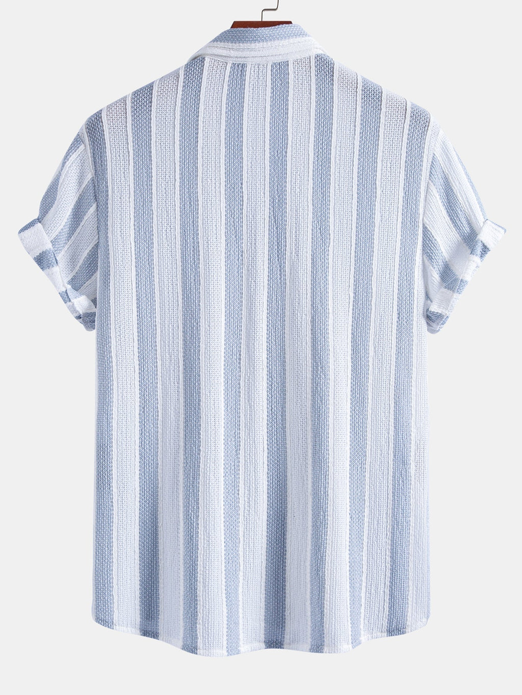 Textured Striped Button Up Shirt & Crinkle Textured Straight Leg Pants