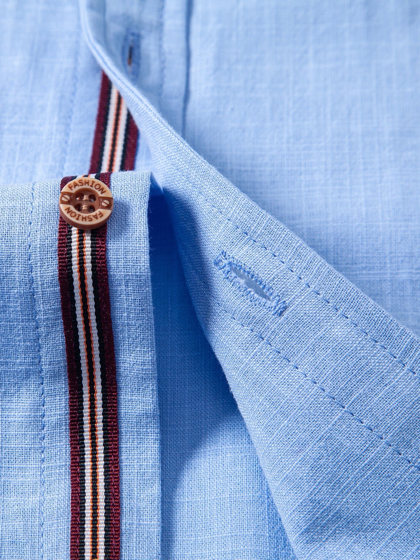 Short Sleeve Linen Look Stand Collar Shirt & Crinkle Textured Straight Leg Pants
