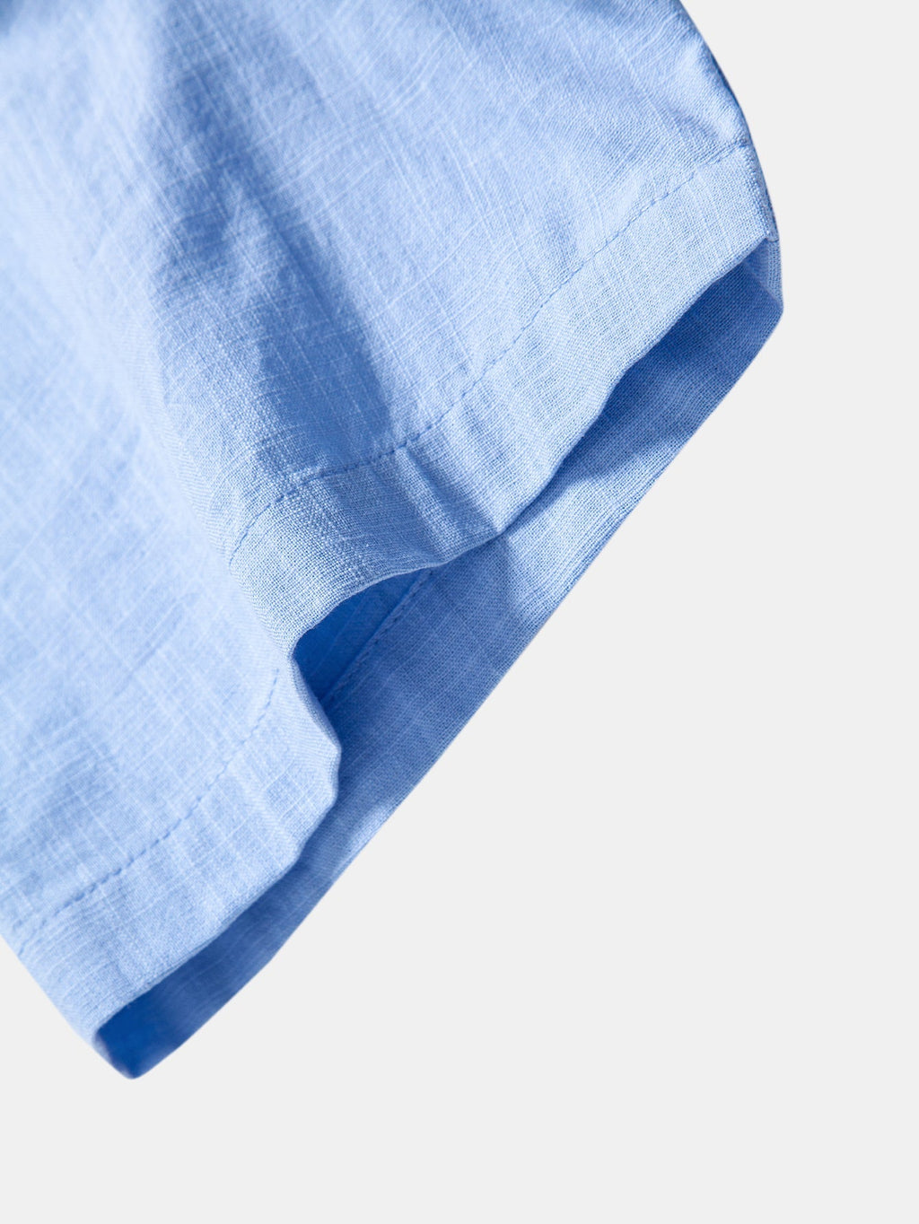 Short Sleeve Linen Look Stand Collar Shirt & Slim Fit Tapered Trousers