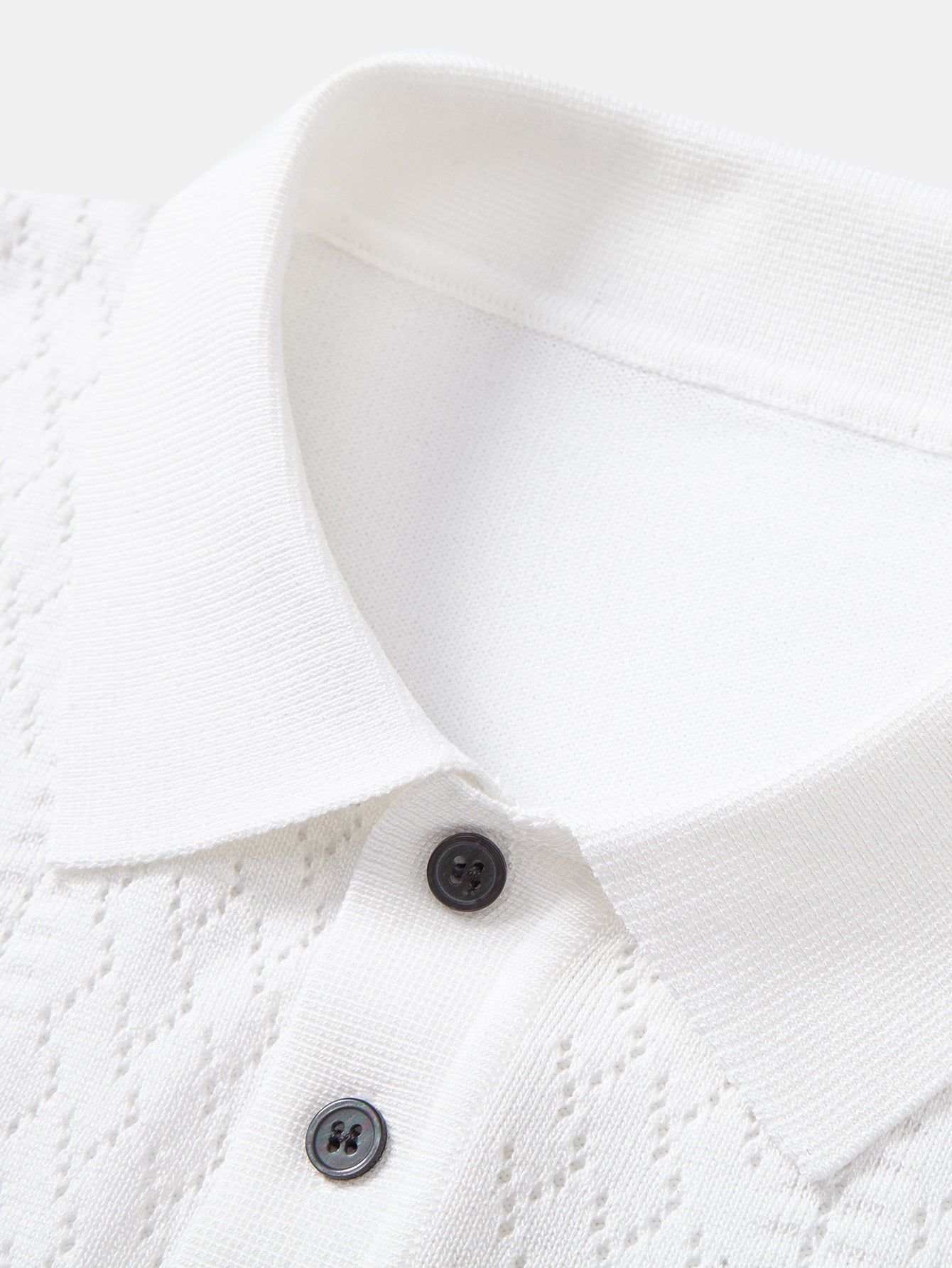 Geometric Jacquard Open Knit Polo & Straight Leg Linen Pants