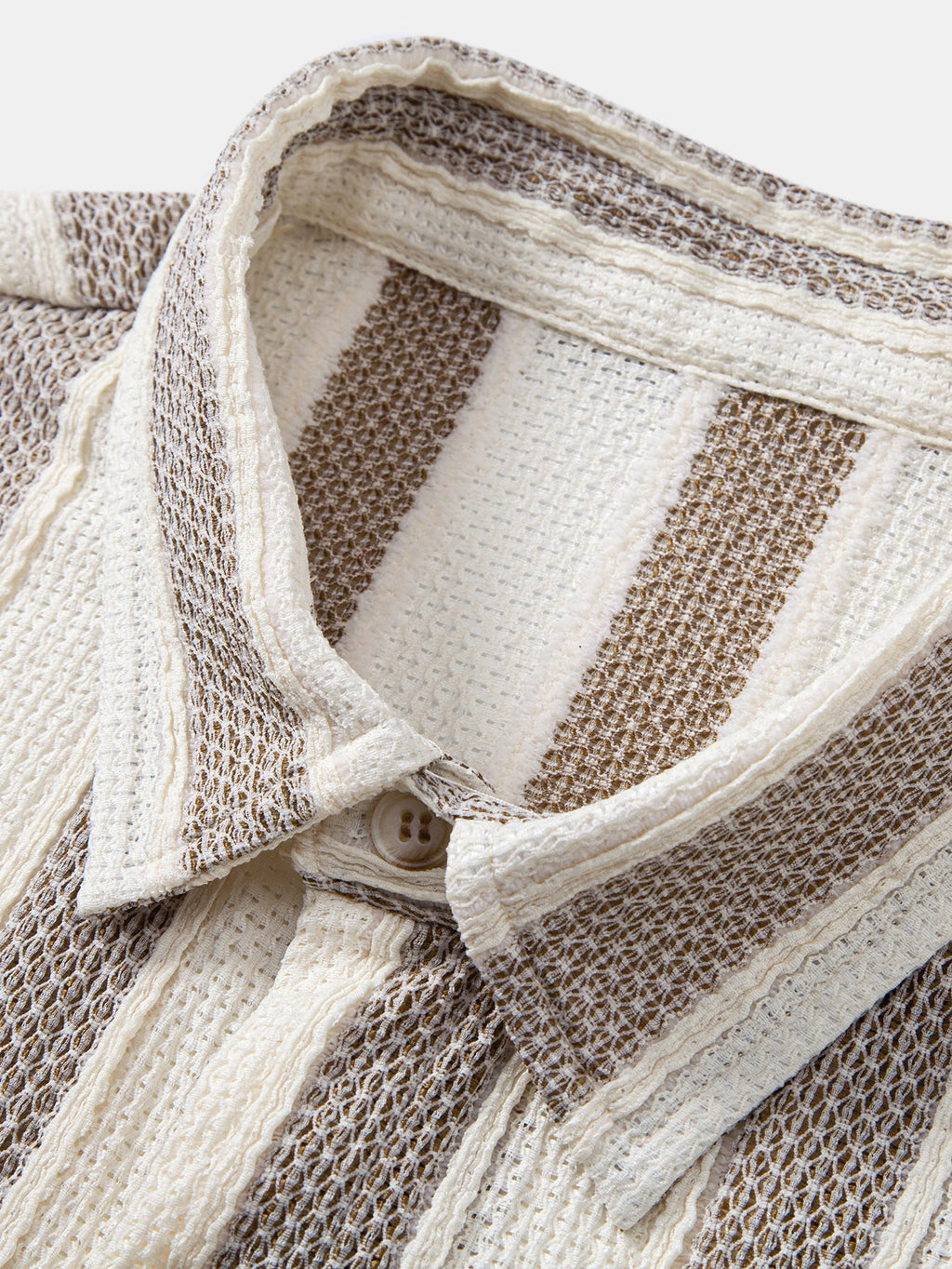 Textured Striped Button Up Shirt & Straight Leg Linen Pants