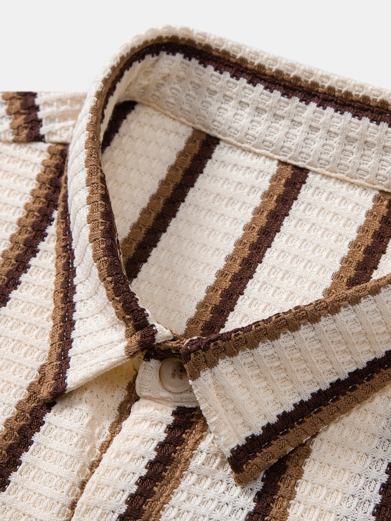 Stripe Waffle Button Up Shirt & Straight Leg Linen Pants