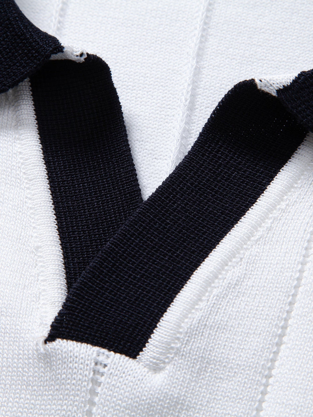 Contrast Trim Ribbed Johnny Collar Knit Polo & Straight Leg Ribbed Pants