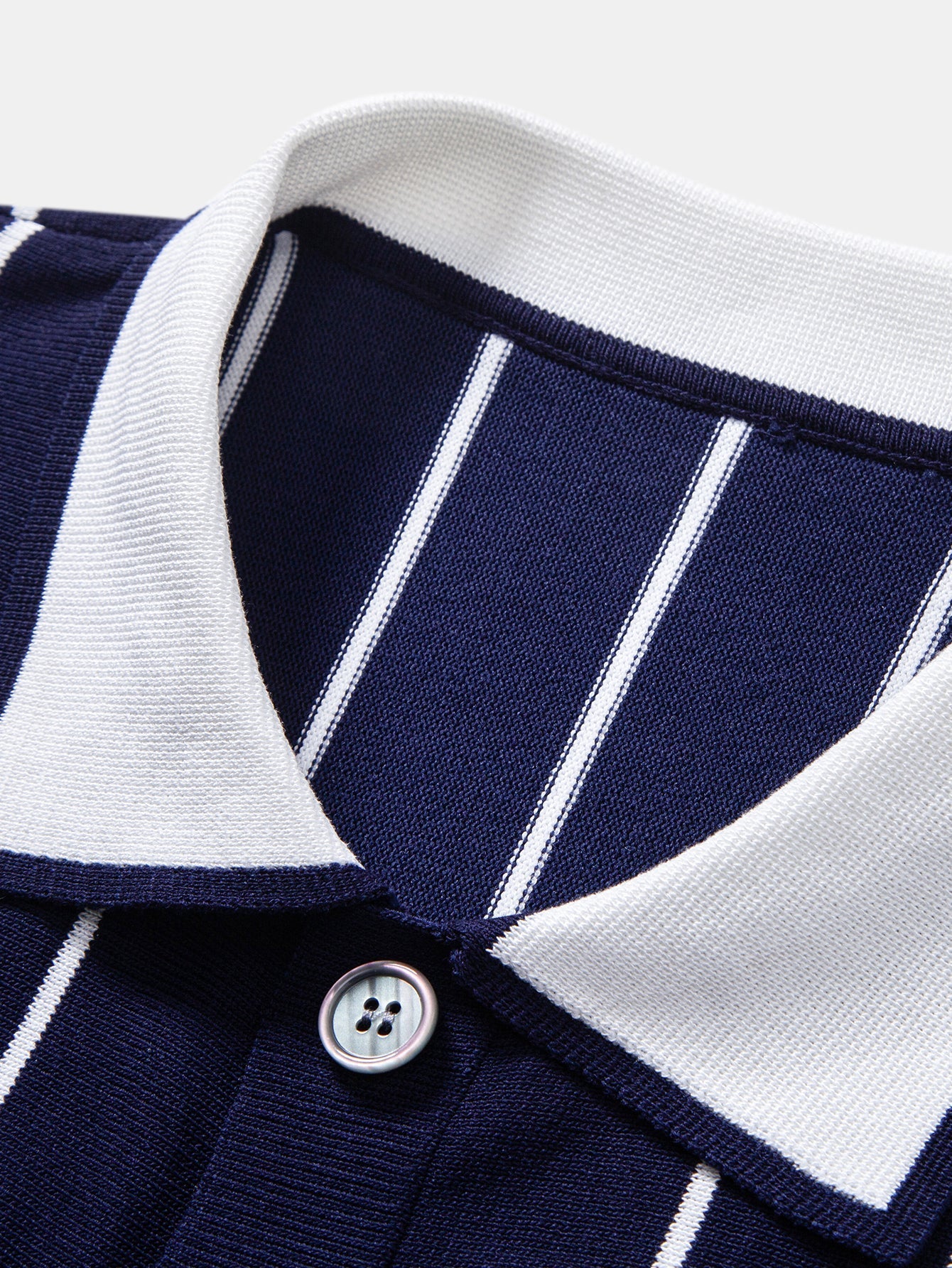 Stripe Button Up Knit Shirt & Straight Leg Ribbed Pants