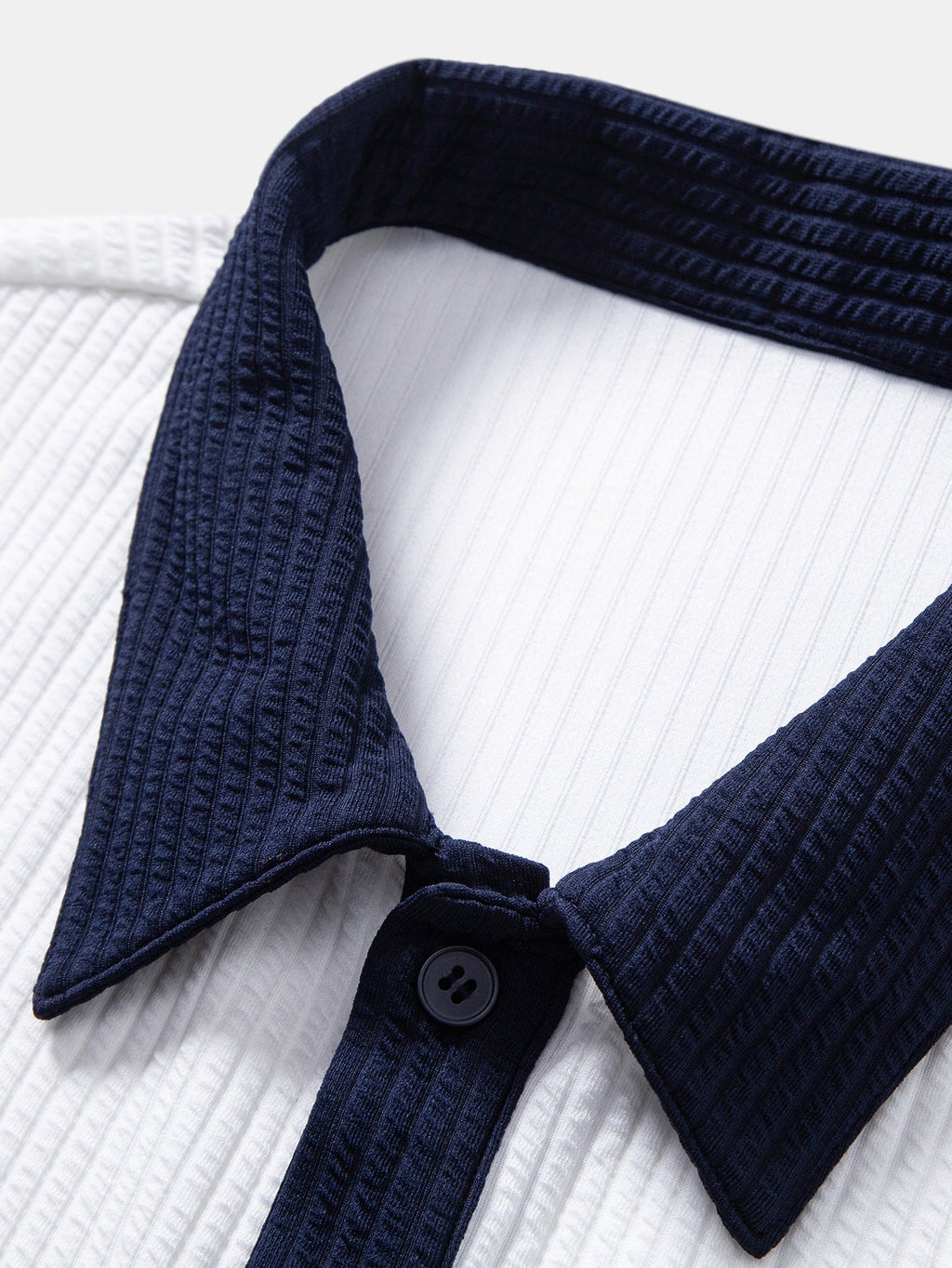 Contrast Ribbed Button Up Shirt & Straight Leg Ribbed Pants