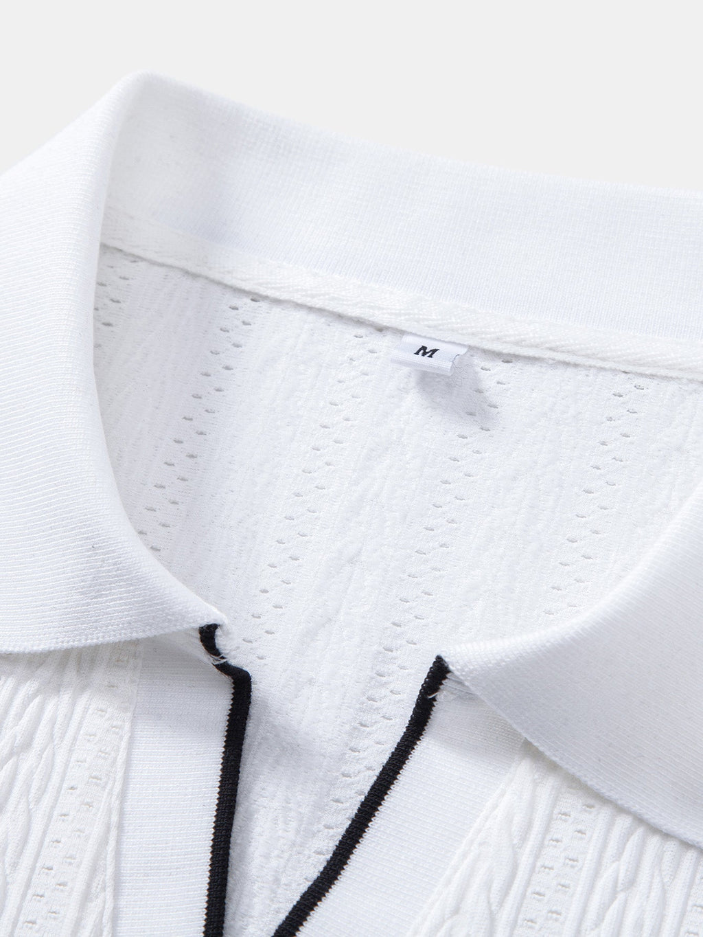Geometric Jacquard Johnny Collar Polo & Elastic Waist Chino Shorts