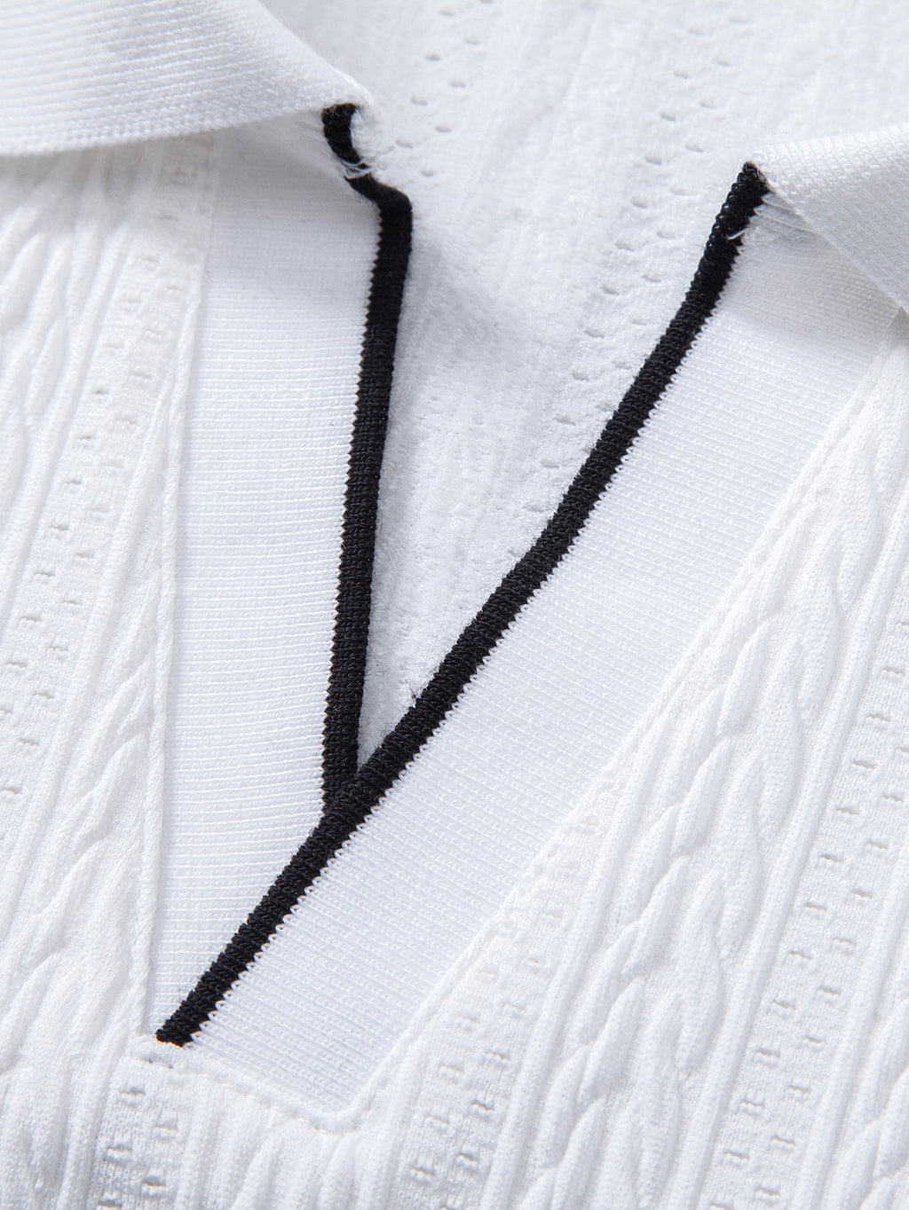 Geometric Jacquard Johnny Collar Polo & Slim Fit Tapered Trousers