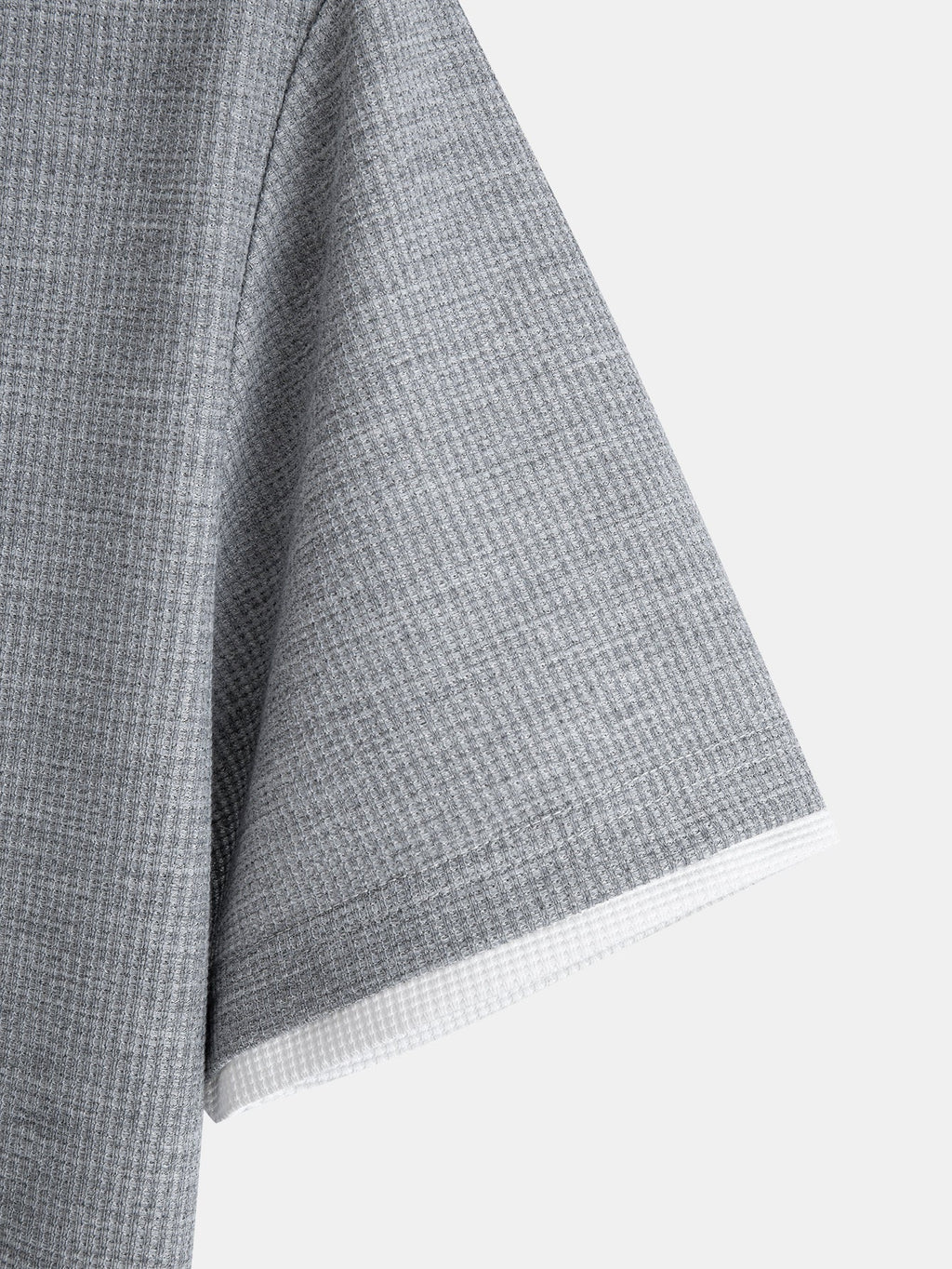 Contrast Button-Placket Waffle Hooded T-Shirt & 2 In 1 Waffle 7″‌ Shorts