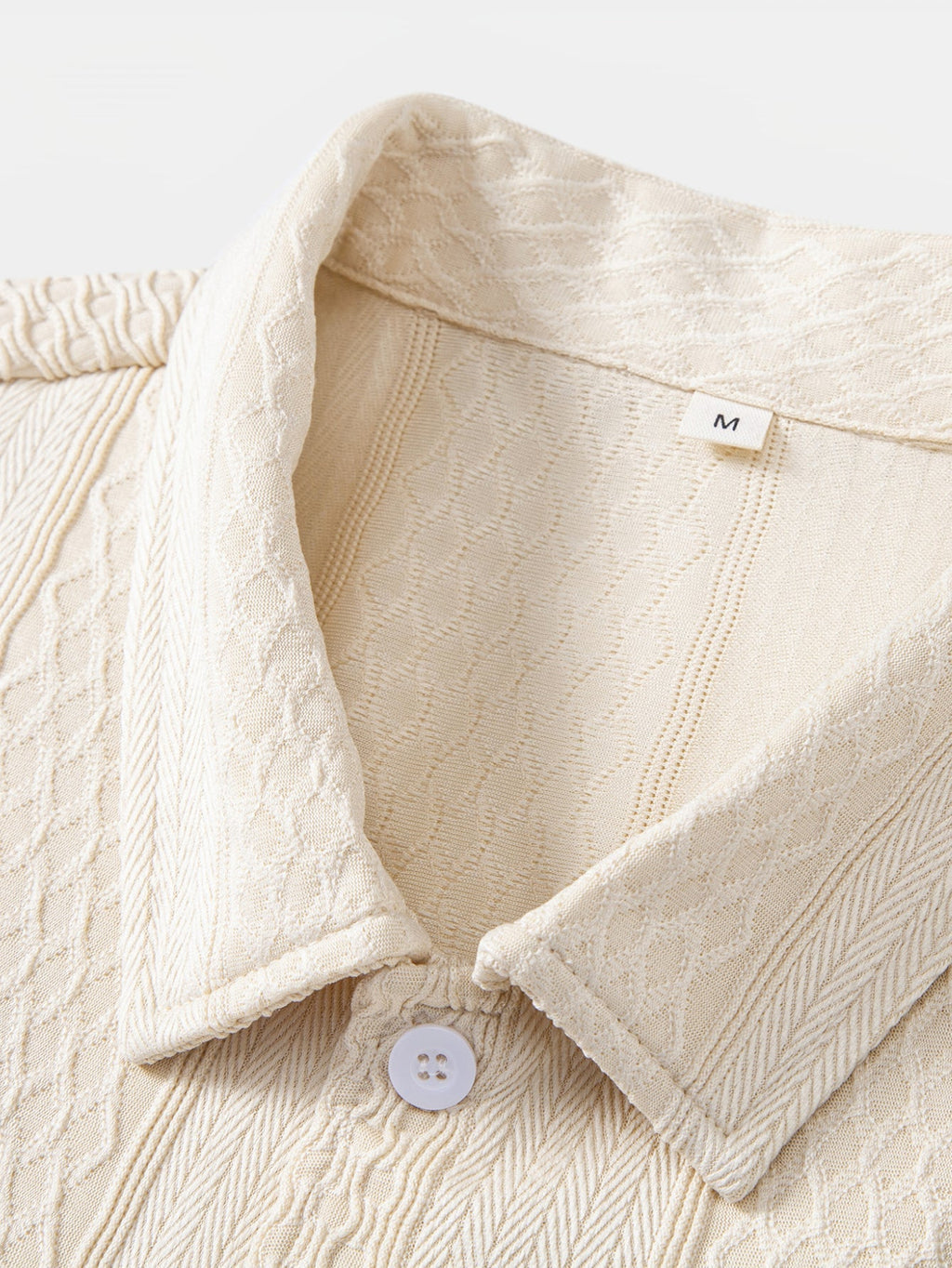 Geometric Jacquard Button Up Shirt & Crinkle Textured Straight Leg Pants