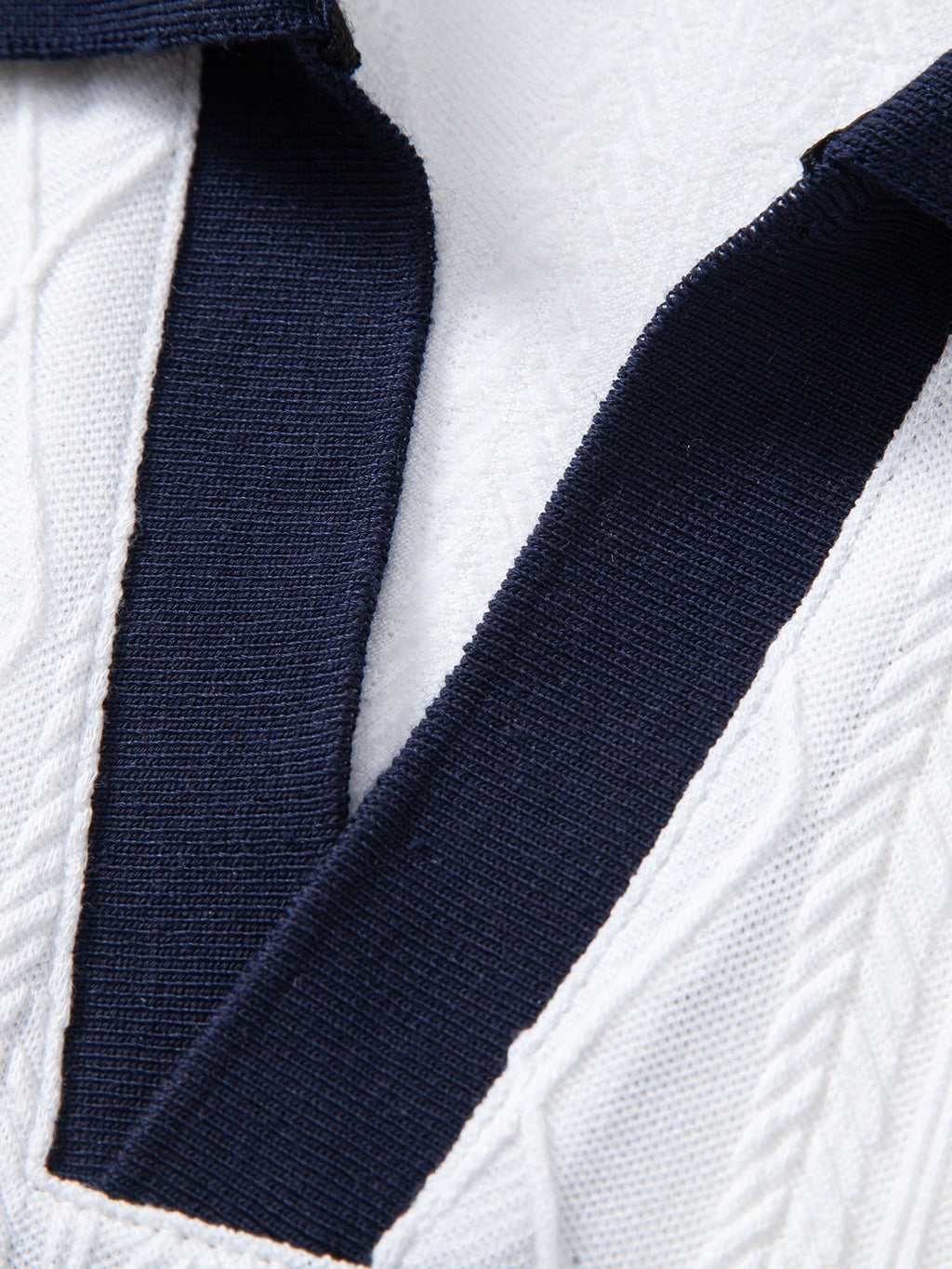 Contrast Geometry Jacquard Knit Polo & Straight Leg Ribbed Pants