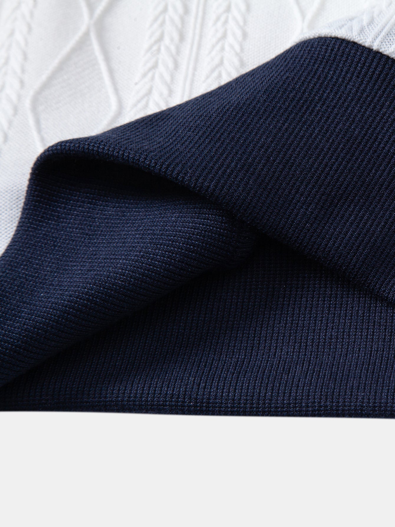 Contrast Geometry Jacquard Knit Polo & Straight Leg Ribbed Pants