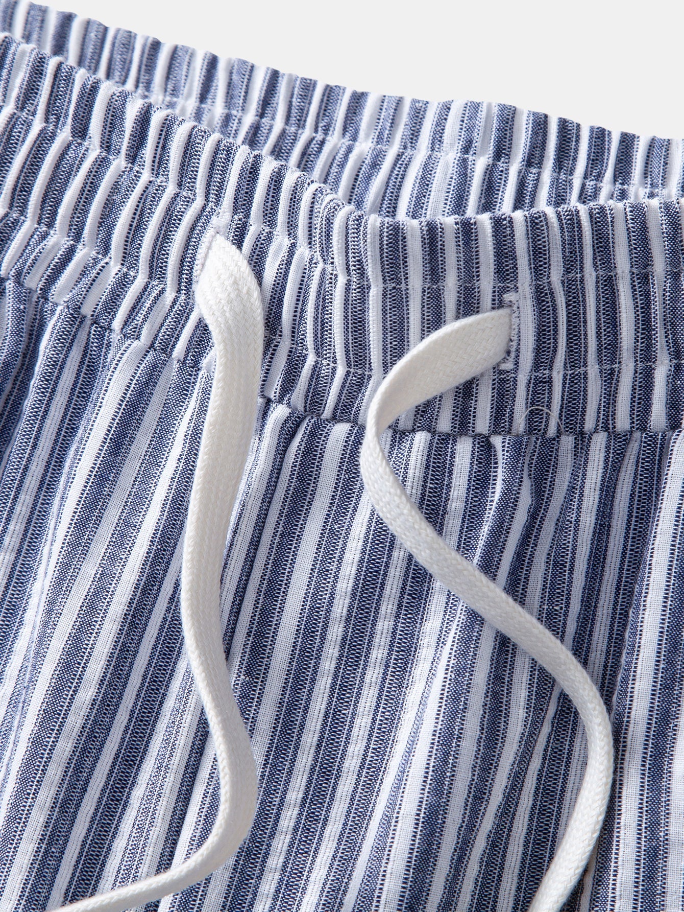 Geometry Rhombus Jacquard Button Up Shirt & Linen Look Stripe Straight Leg Pants